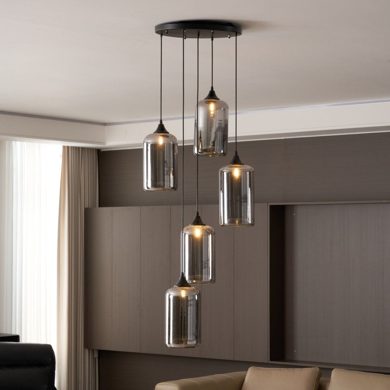 Valentina Minimalist Bottle Glass Pendant Light Smoke Gray - Letslighting