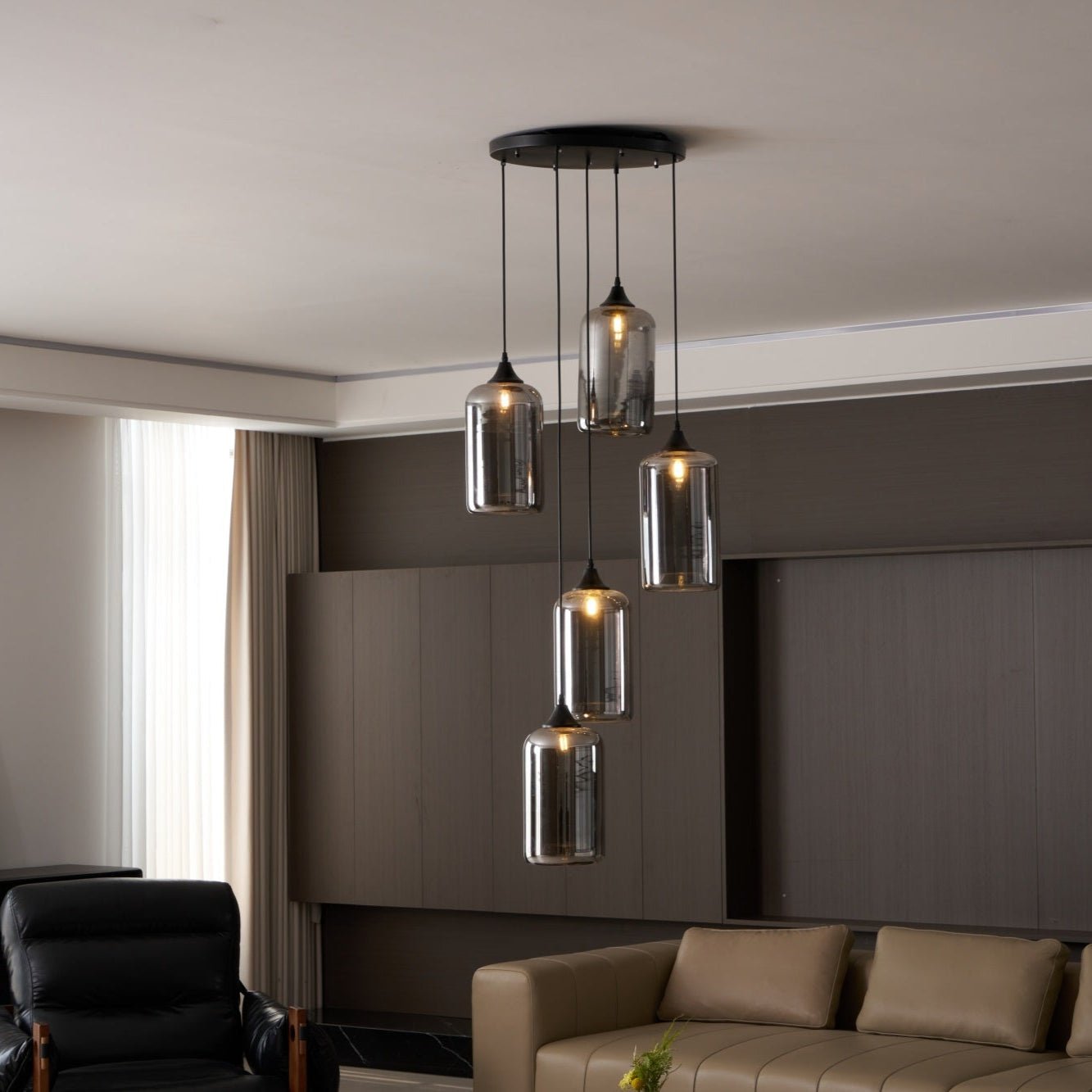 Valentina Minimalist Bottle Glass Pendant Light Smoke Gray - Letslighting