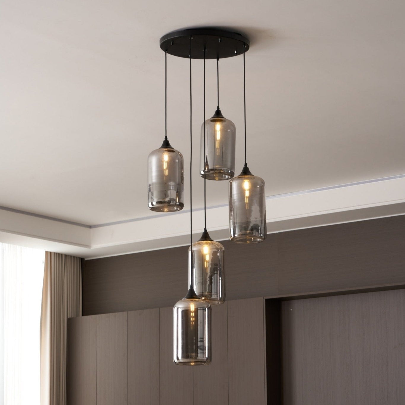 Valentina Minimalist Bottle Glass Pendant Light Smoke Gray - Letslighting
