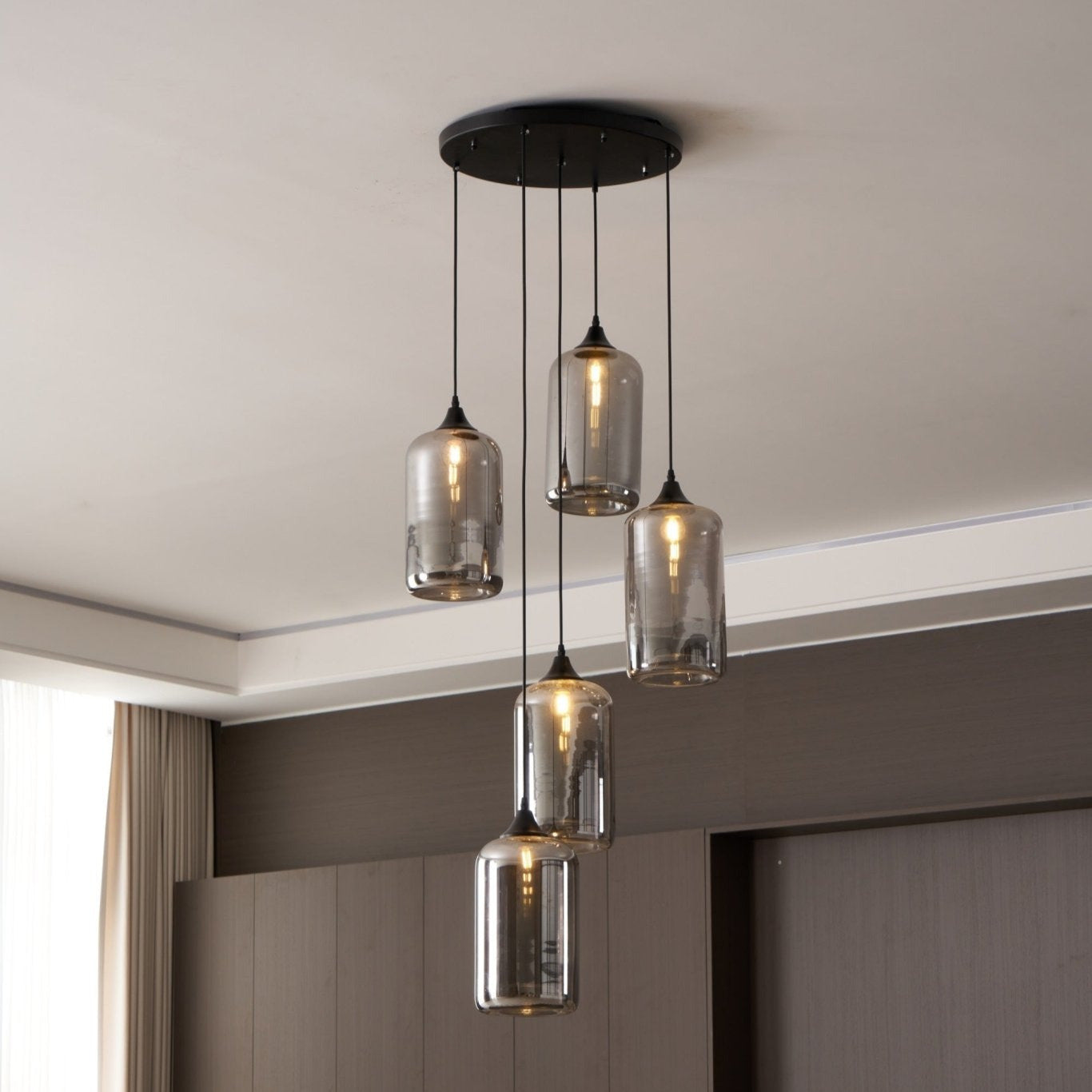 Valentina Minimalist Bottle Glass Pendant Light Smoke Gray - Letslighting
