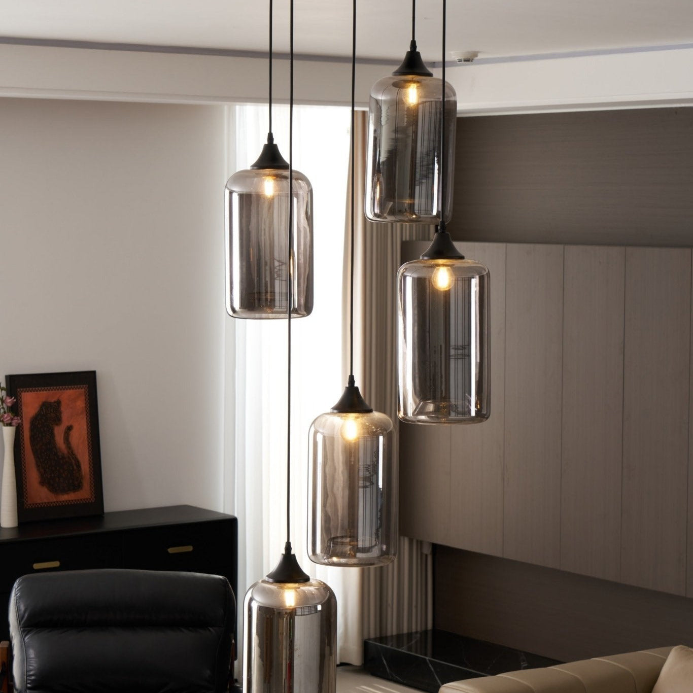 Valentina Minimalist Bottle Glass Pendant Light Smoke Gray - Letslighting