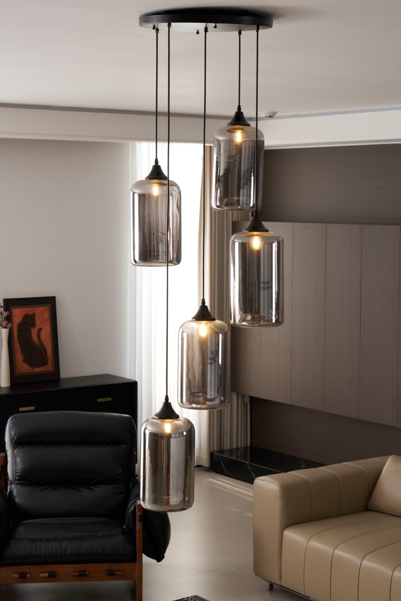 Mirelia Glass Industrial Pendant Light - Letslighting