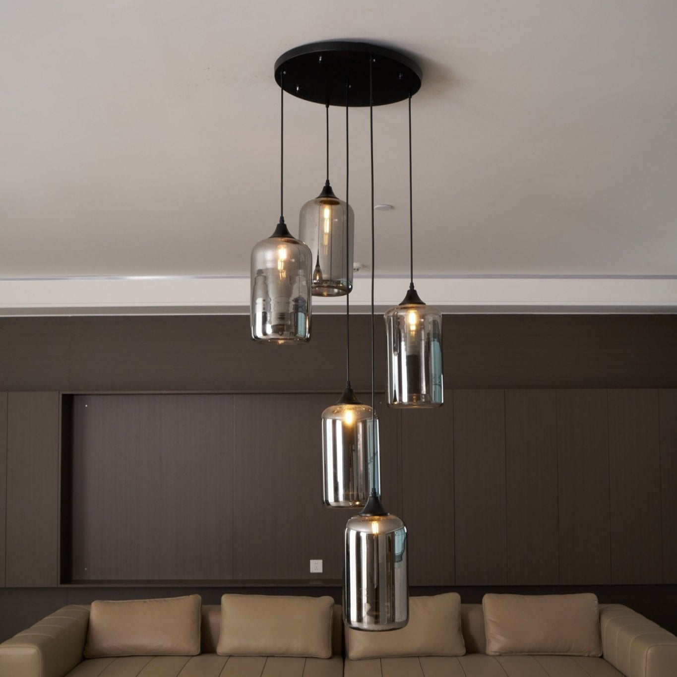 Valentina Minimalist Bottle Glass Pendant Light Smoke Gray - Letslighting