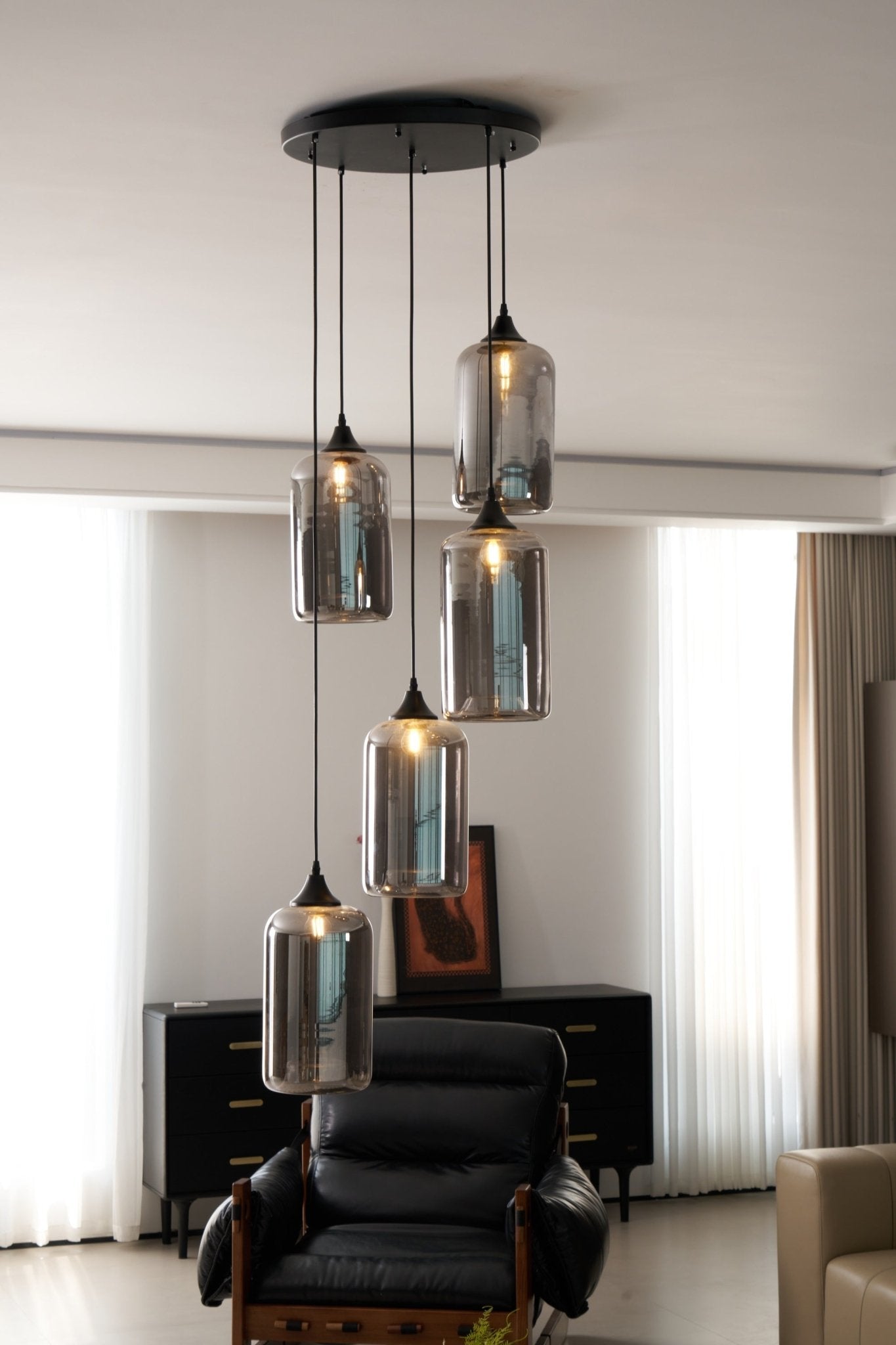 Mirelia Glass Industrial Pendant Light - Letslighting