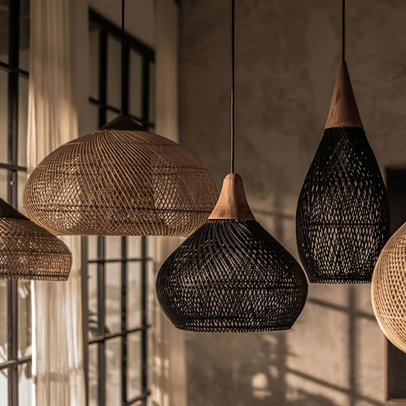 Solara Pendant Lamp Rattan Swag Woven - Letslighting