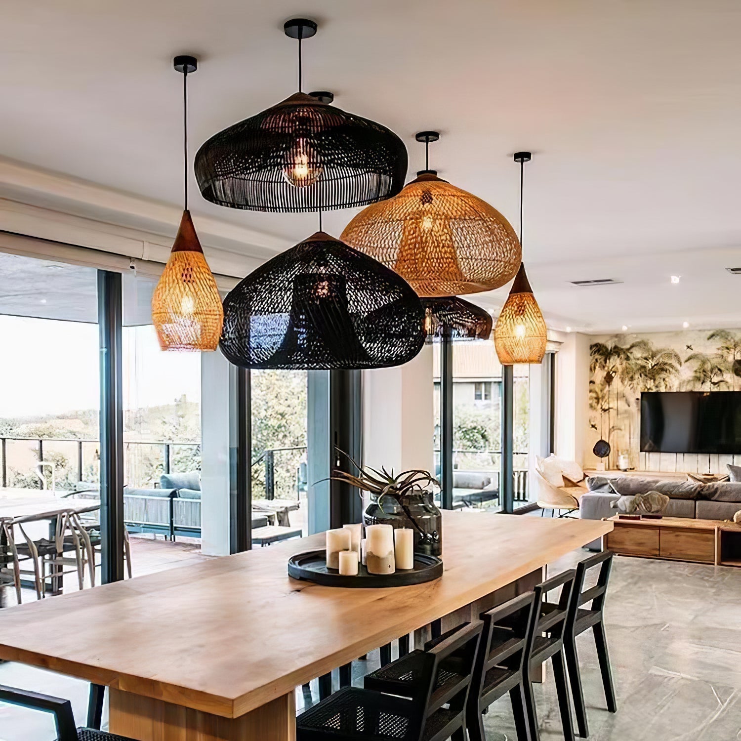 Ritta Braided Rattan Livingroom Pendant Lamp