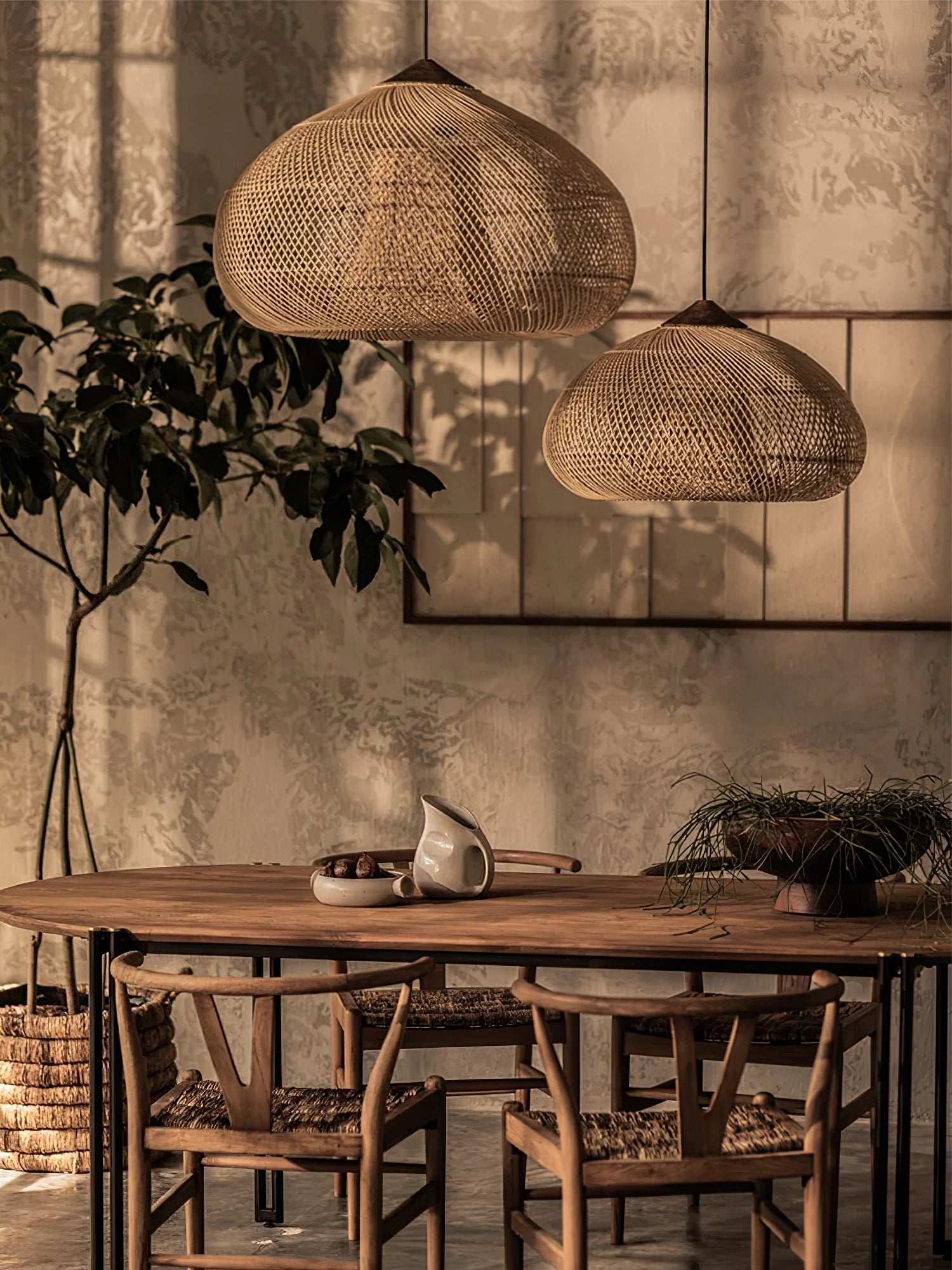 Solara Pendant Lamp Rattan Swag Woven - Letslighting