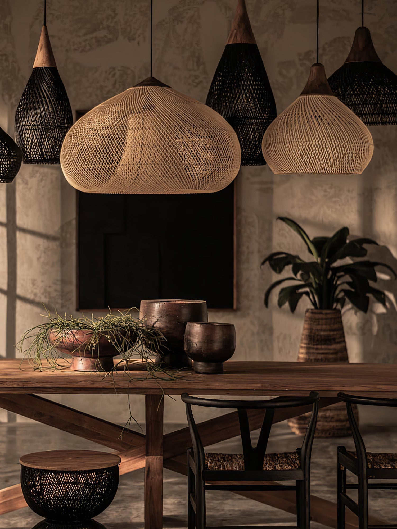Solara Pendant Lamp Rattan Swag Woven - Letslighting