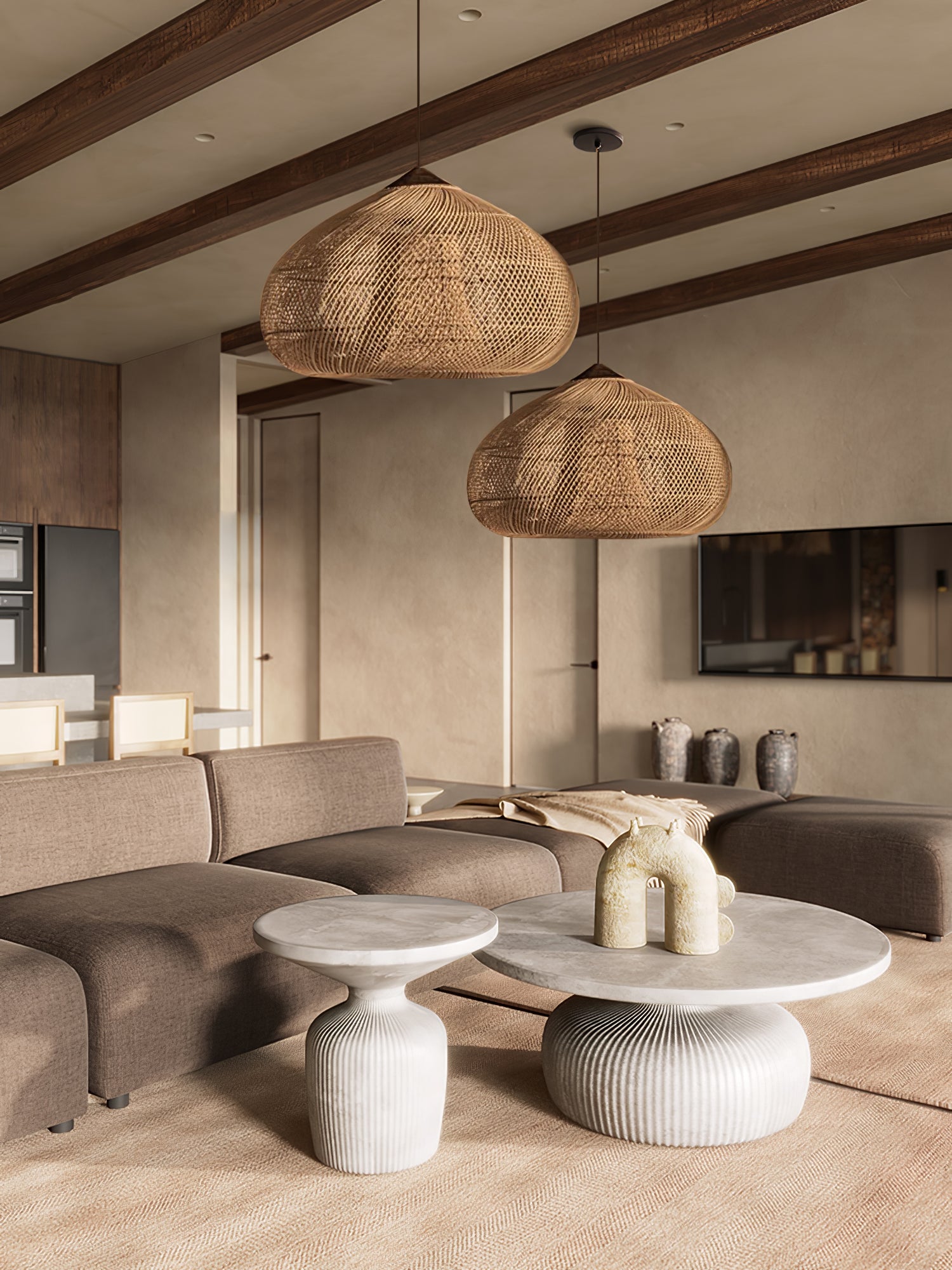 Solara Pendant Lamp Rattan Swag Woven - Letslighting