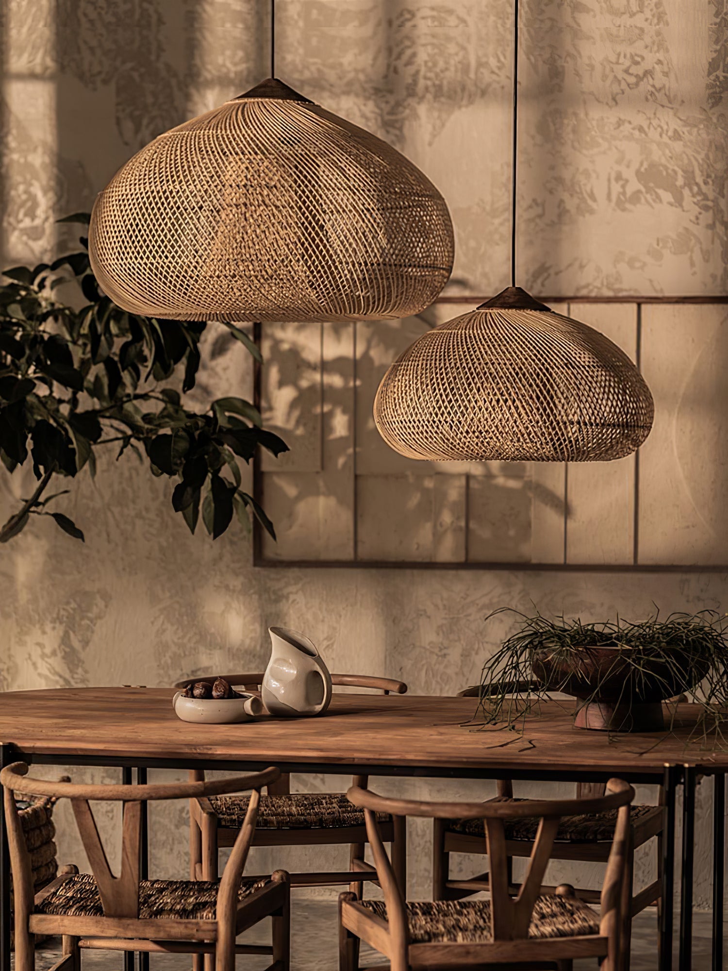 Solara Pendant Lamp Rattan Swag Woven - Letslighting