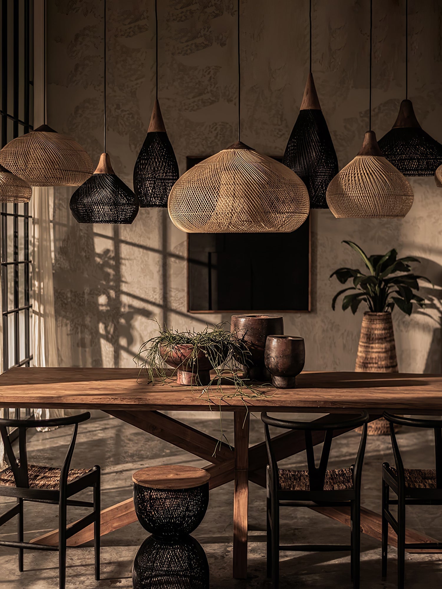 Solara Pendant Lamp Rattan Swag Woven - Letslighting