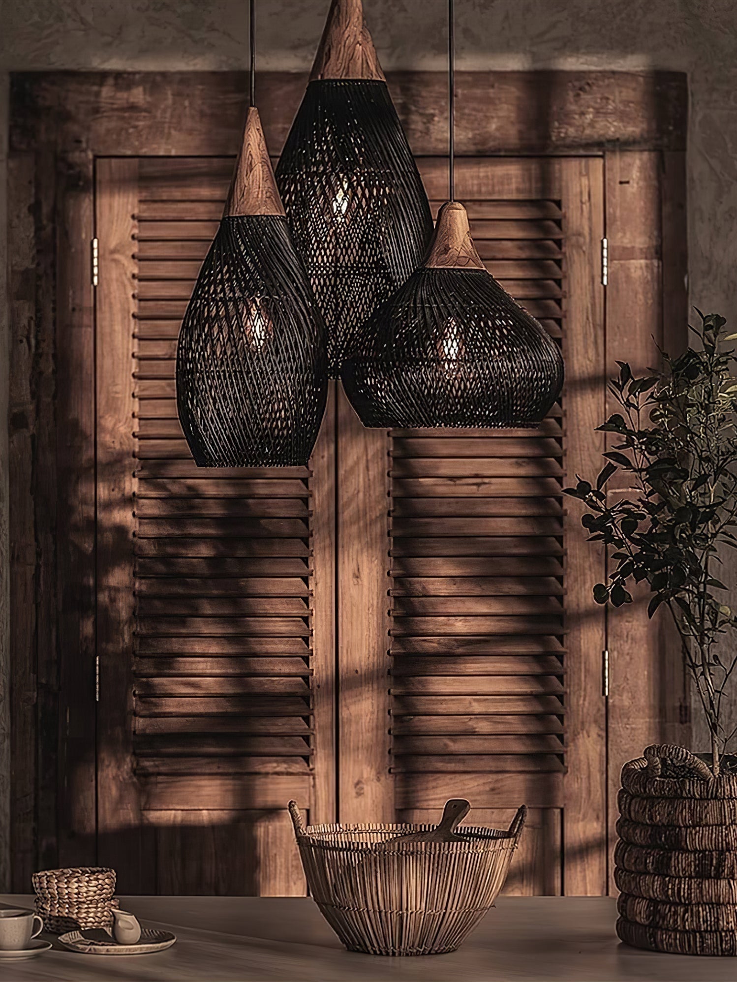 Solara Pendant Lamp Rattan Swag Woven - Letslighting