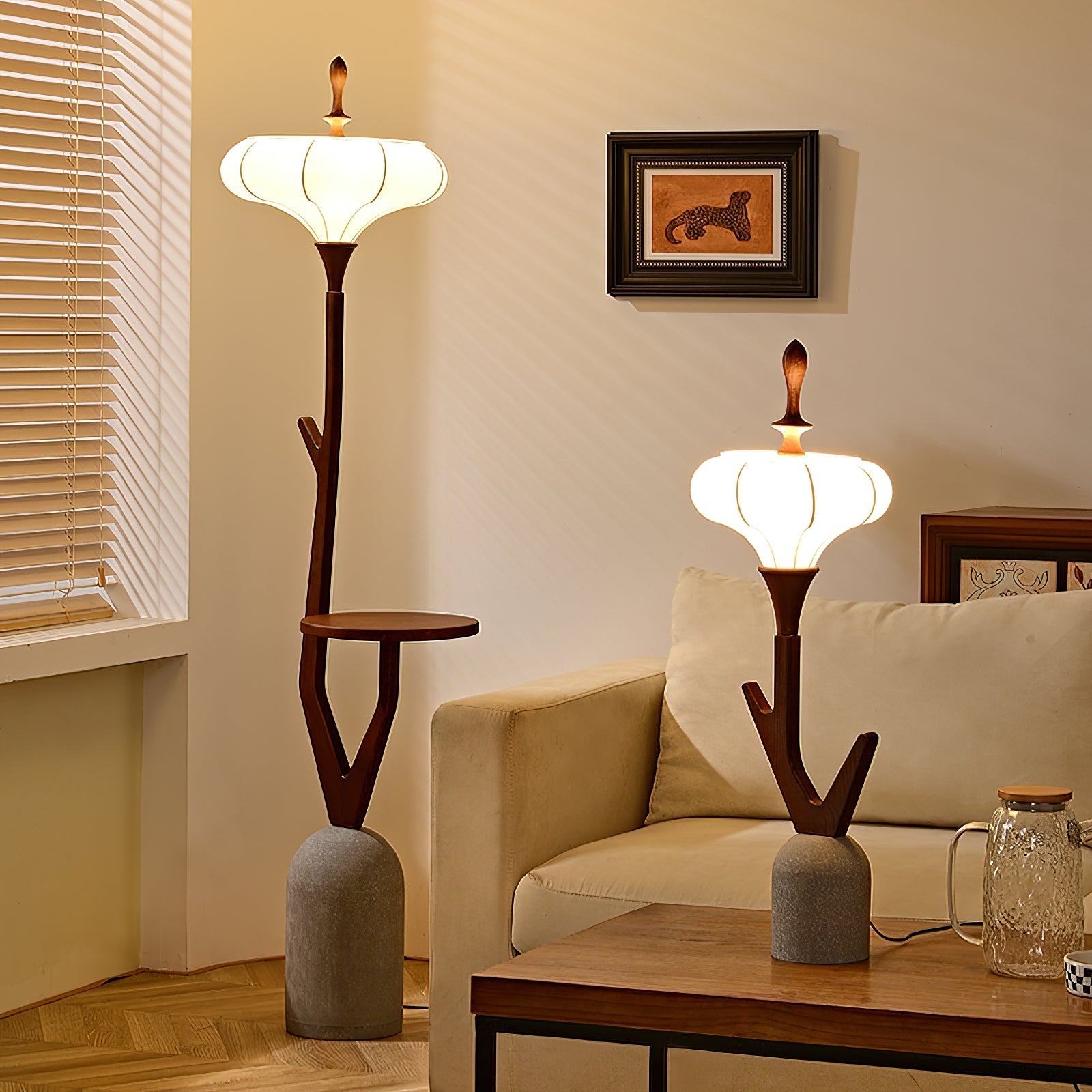 Branche Modern Wood & Fabric Floor Lamp