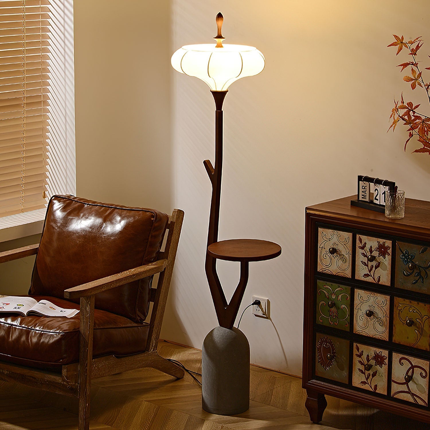 Branche Modern Wood & Fabric Floor Lamp
