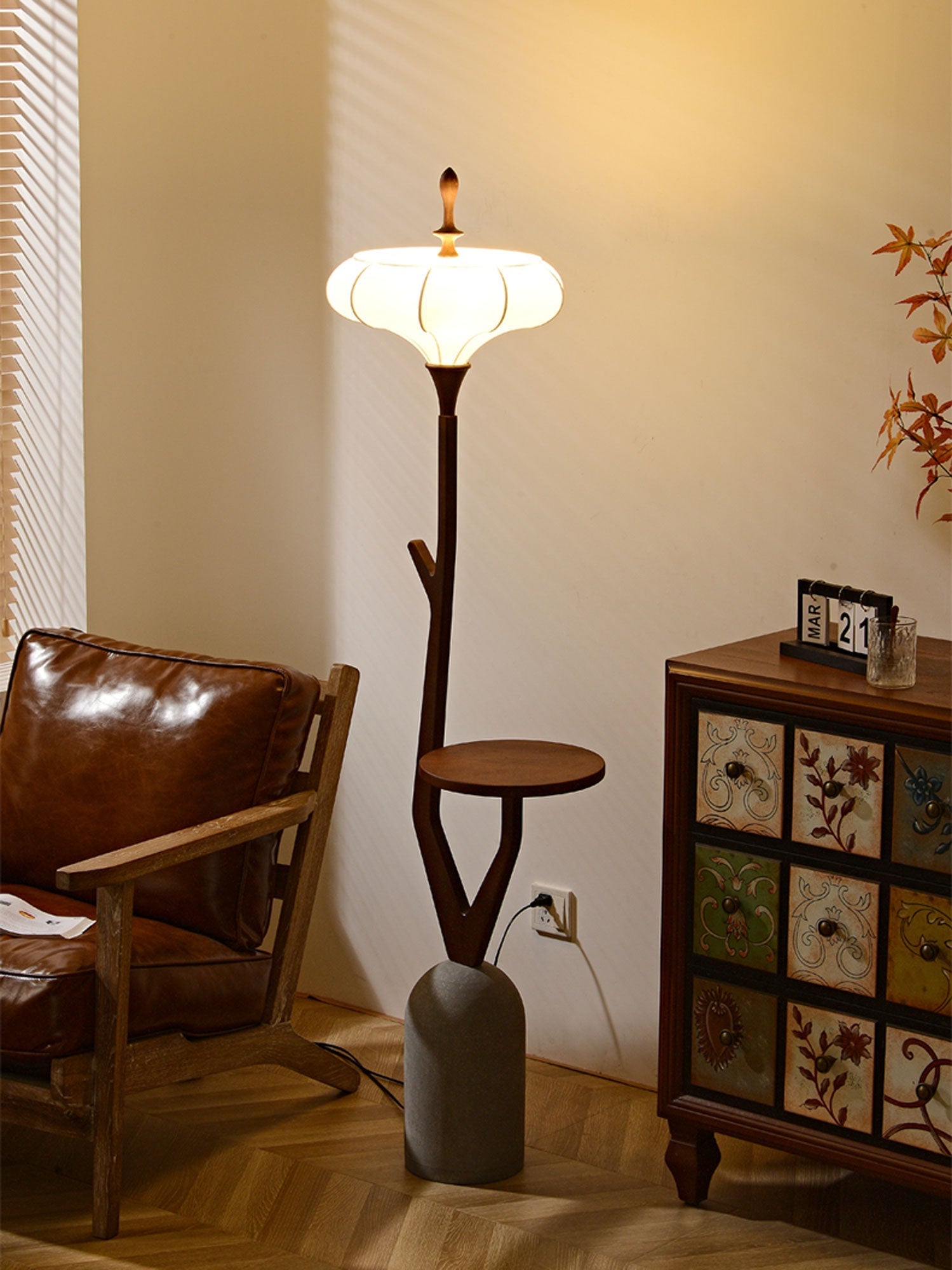 Branche Modern Wood & Fabric Floor Lamp