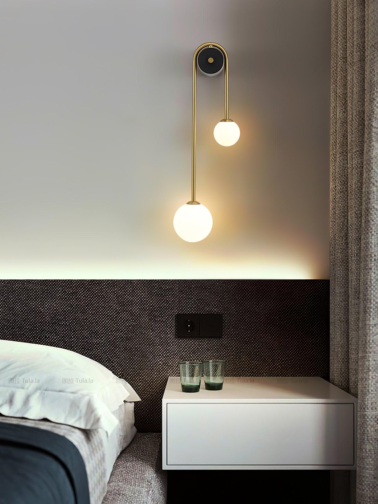 Kim Modern Minimalist Arc Brass Glass Wall Light - Letslighting