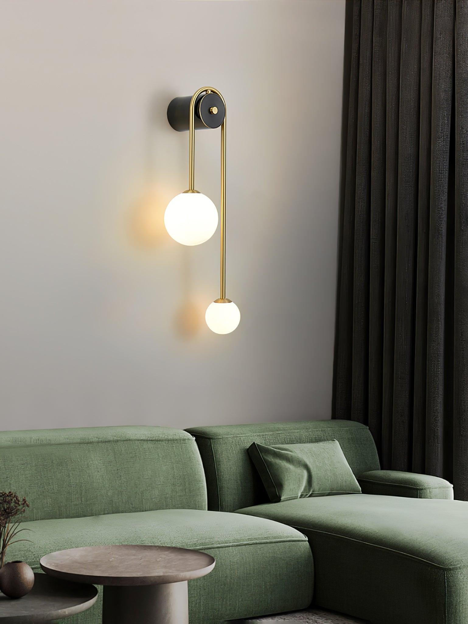 Kim Modern Minimalist Arc Brass Glass Wall Light - Letslighting