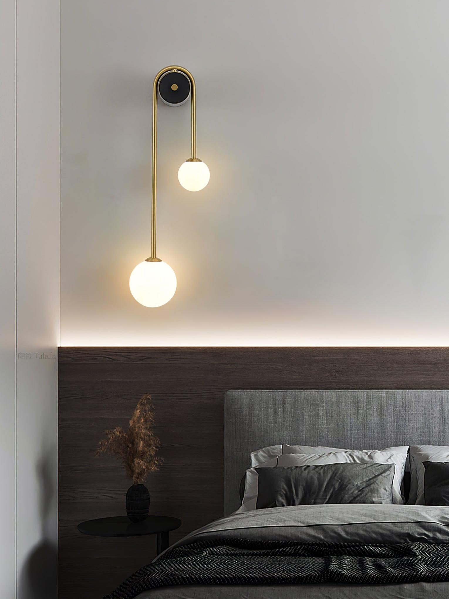 Kim Modern Minimalist Arc Brass Glass Wall Light - Letslighting