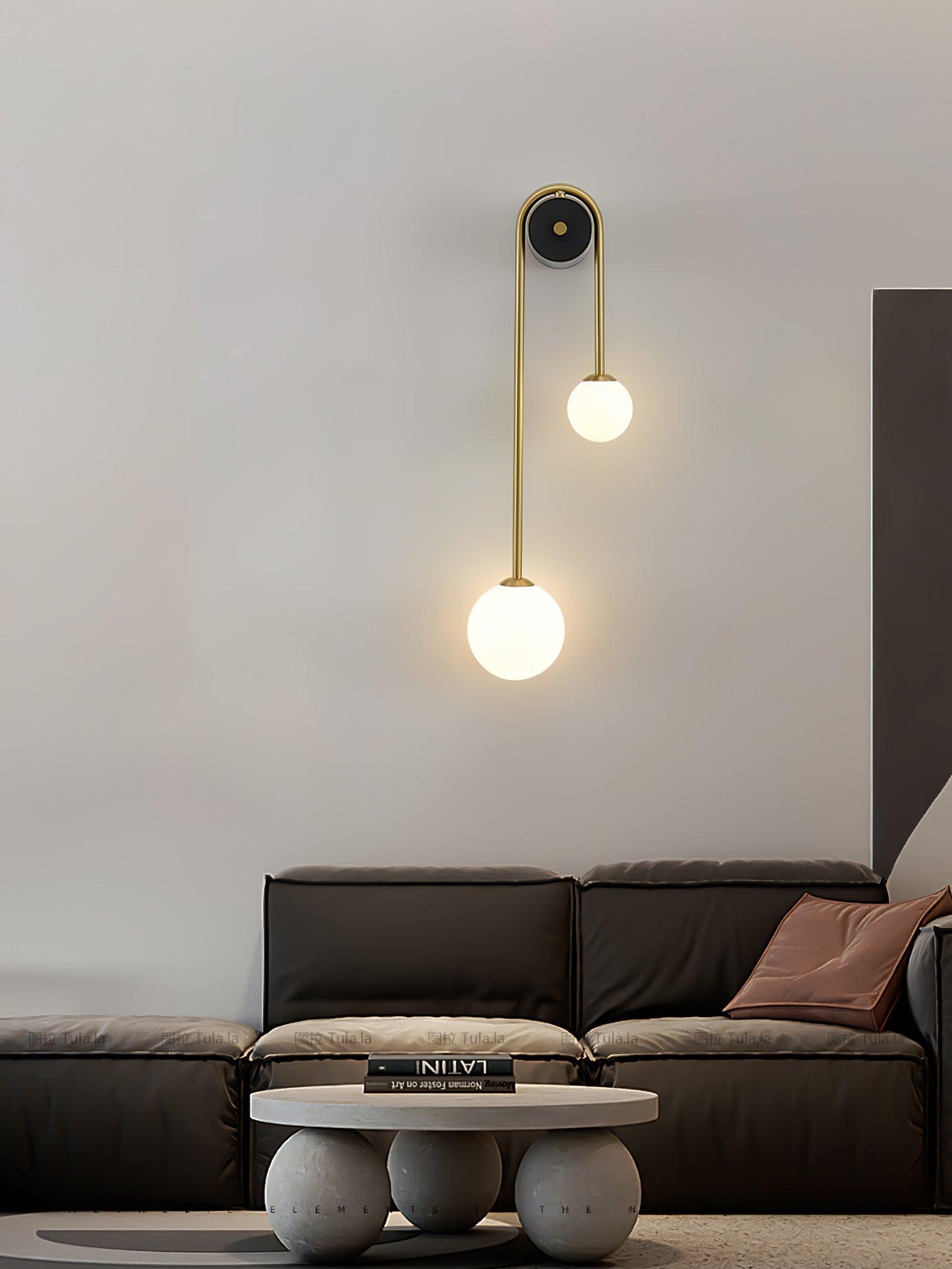 Kim Modern Minimalist Arc Brass Glass Wall Light - Letslighting