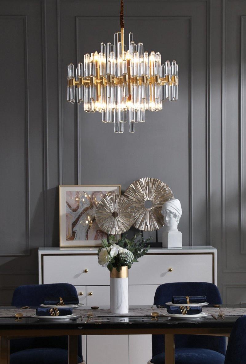 Solara Chandelier Antique Brass Starburst - Letslighting