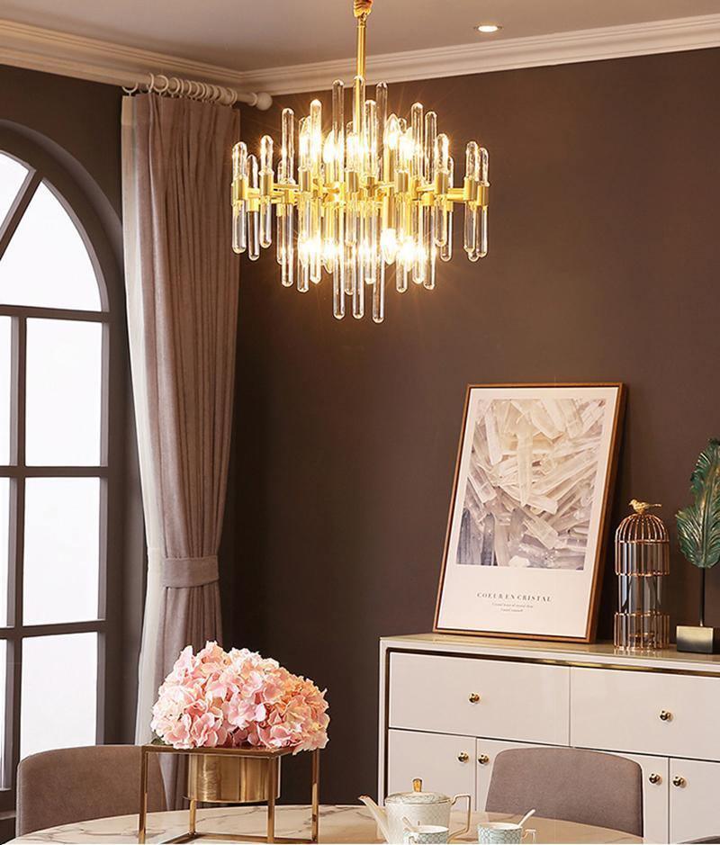 Solara Chandelier Antique Brass Starburst - Letslighting