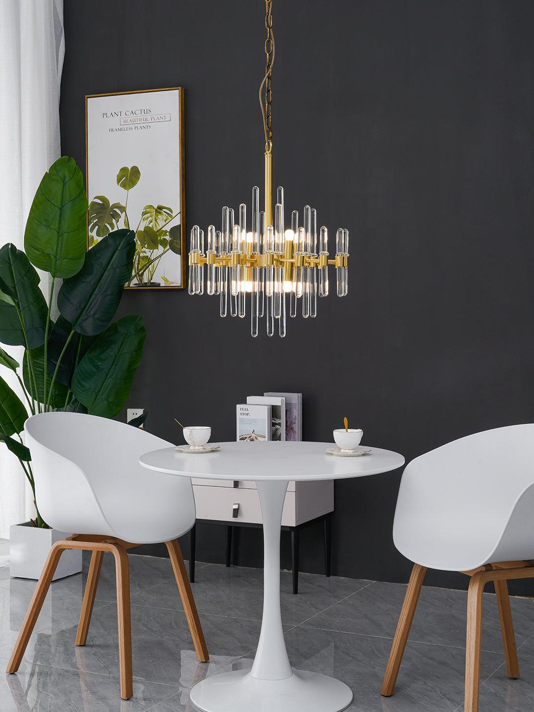 Solara Chandelier Antique Brass Starburst - Letslighting