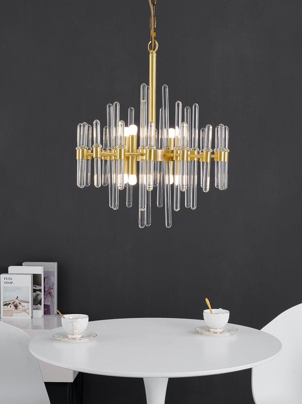 Solara Chandelier Antique Brass Starburst - Letslighting