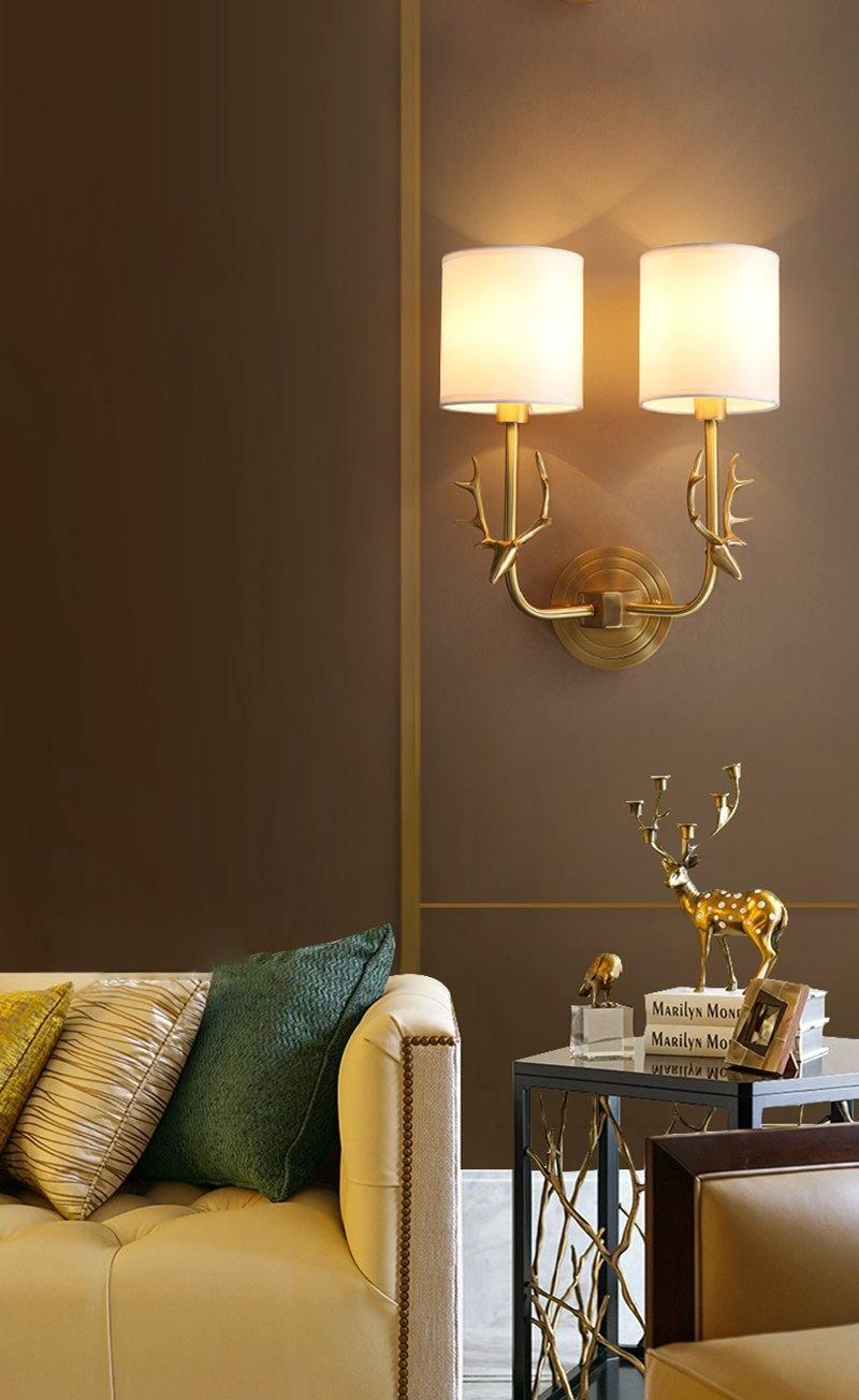 Noble Elegance Deer Head Brass Wall Light - Letslighting