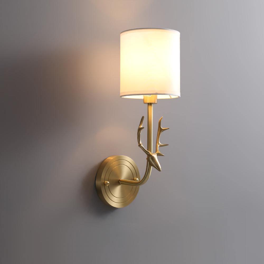 Noble Elegance Deer Head Brass Wall Light - Letslighting