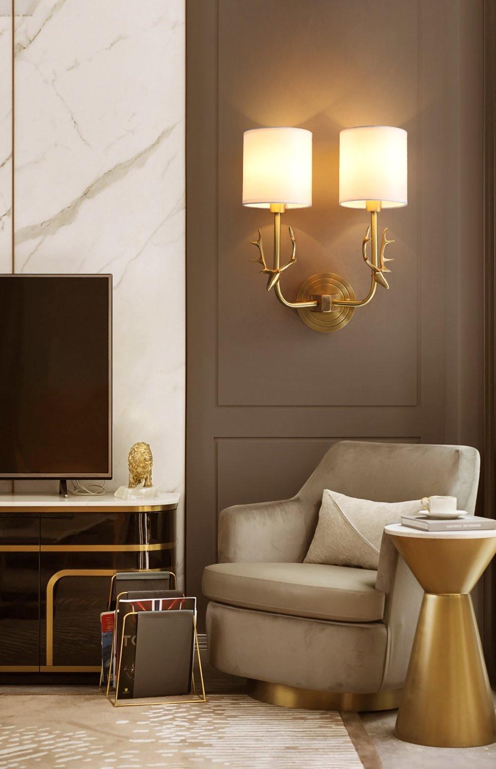 Noble Elegance Deer Head Brass Wall Light - Letslighting