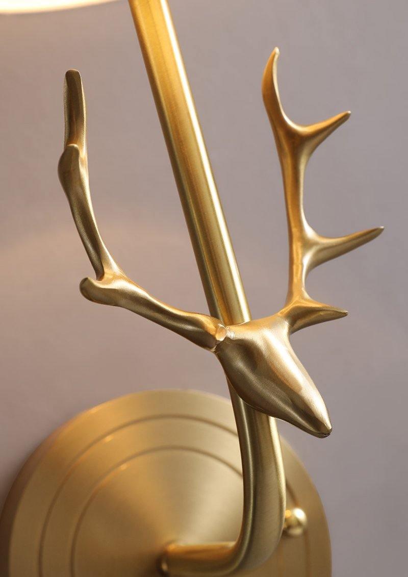 Noble Elegance Deer Head Brass Wall Light - Letslighting