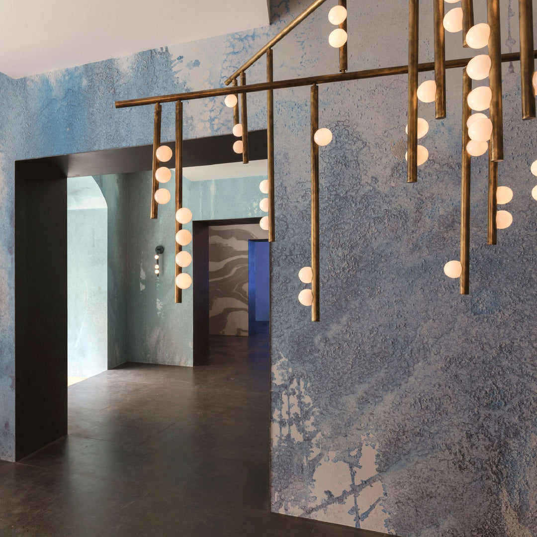 Orbis Modern Minimalist Drop System Antique Glass Chandelier - Letslighting