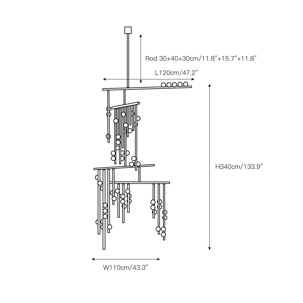 Orbis Modern Minimalist Drop System Antique Glass Chandelier - Letslighting