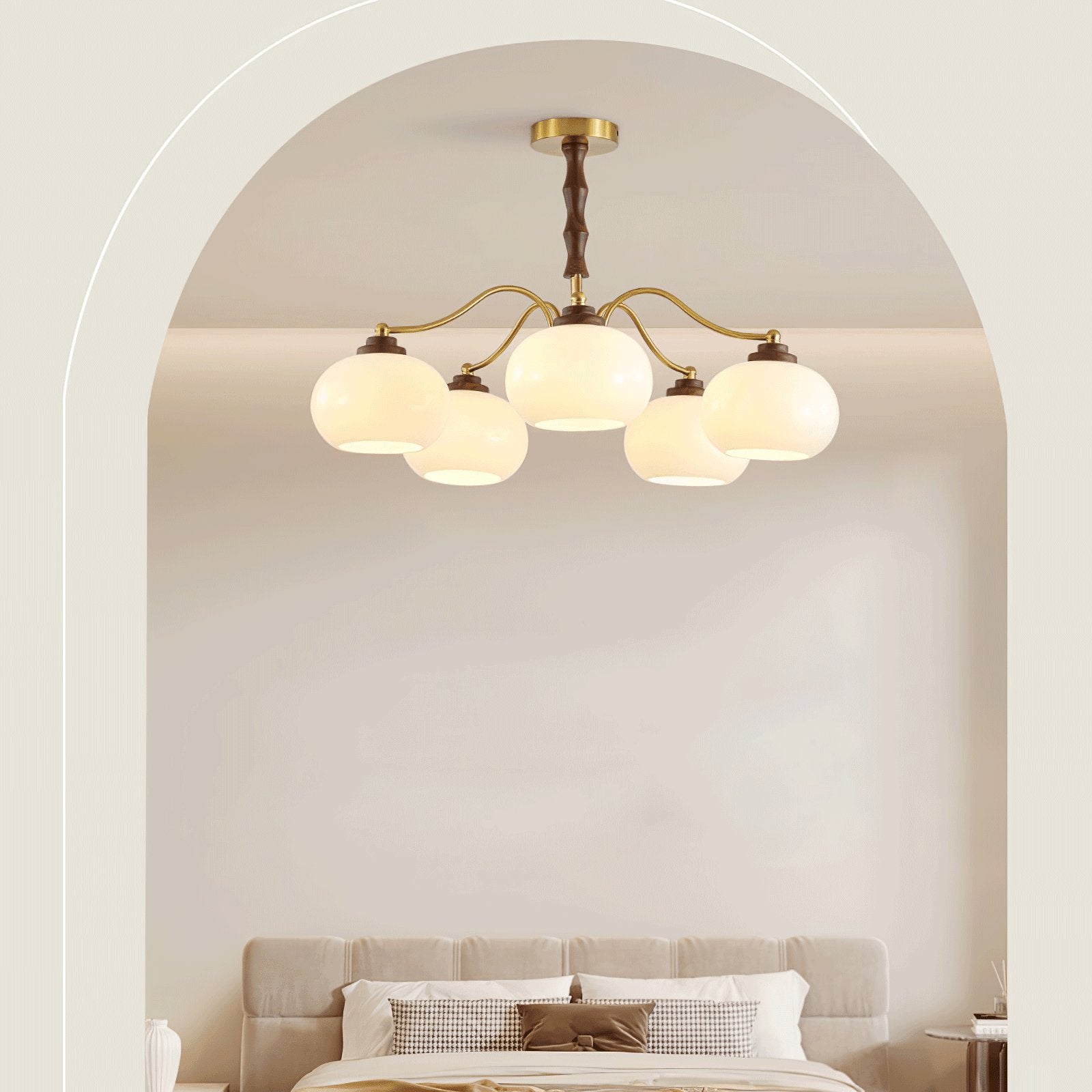 Lustra Chandelier Walnut Glass Globe - Letslighting