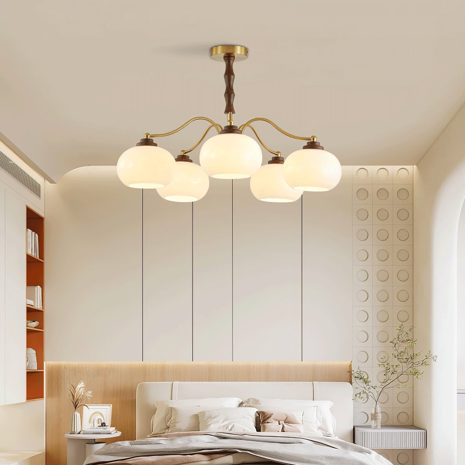 Lustra Chandelier Walnut Glass Globe - Letslighting