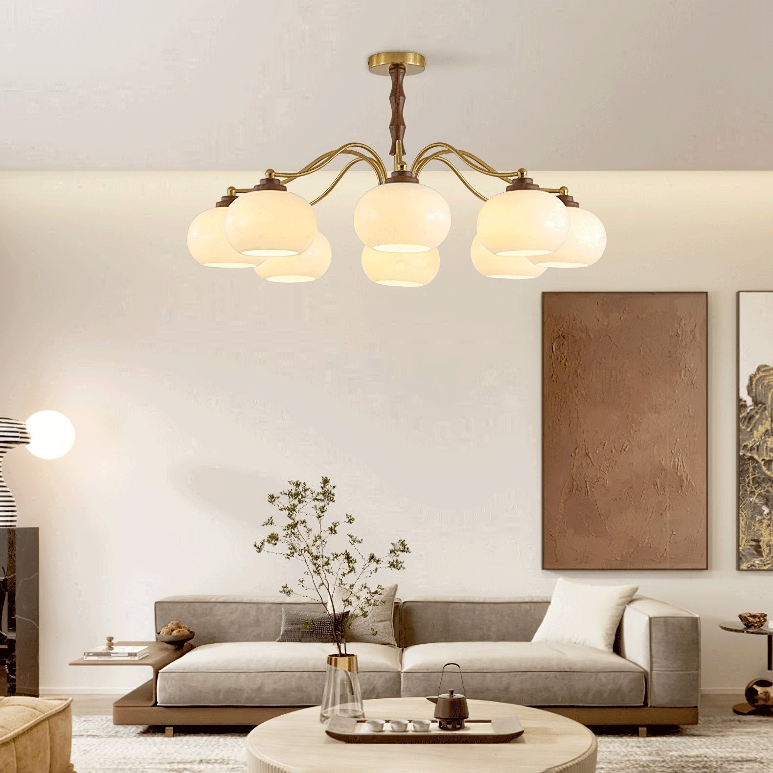 Lustra Chandelier Walnut Glass Globe - Letslighting