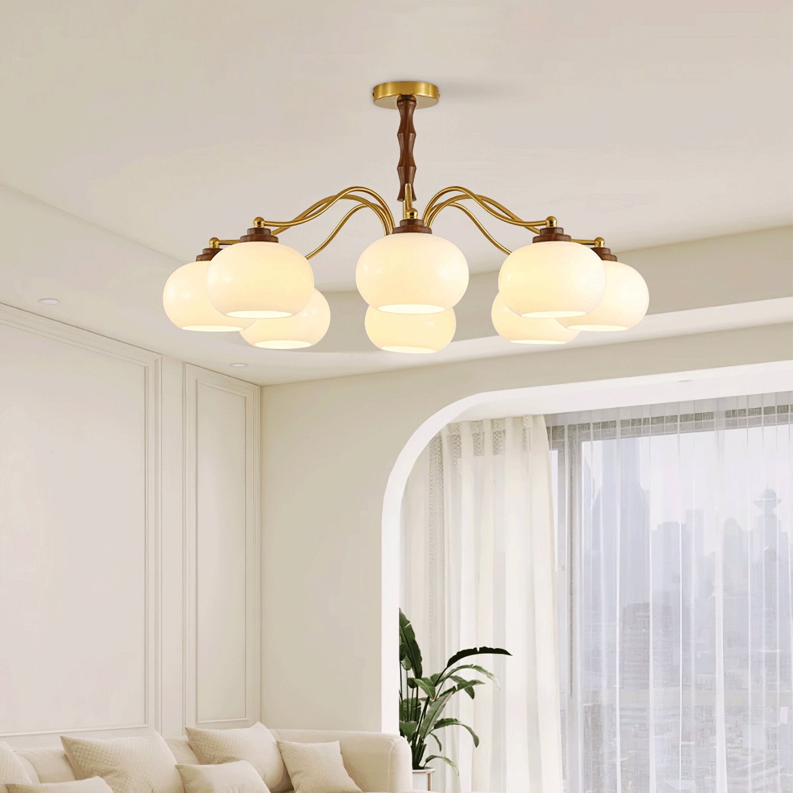 Lustra Chandelier Walnut Glass Globe - Letslighting