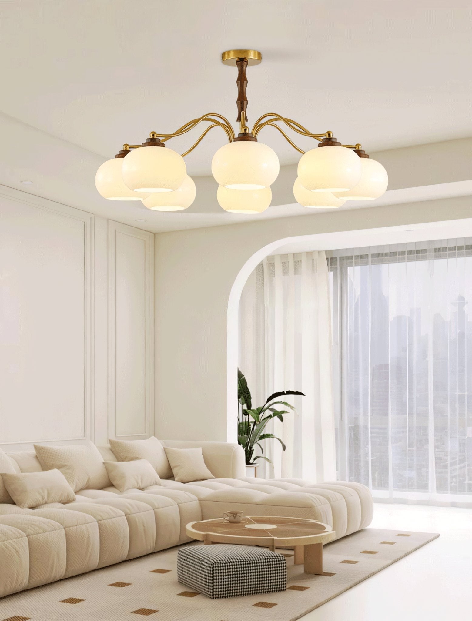 Lustra Chandelier Walnut Glass Globe - Letslighting