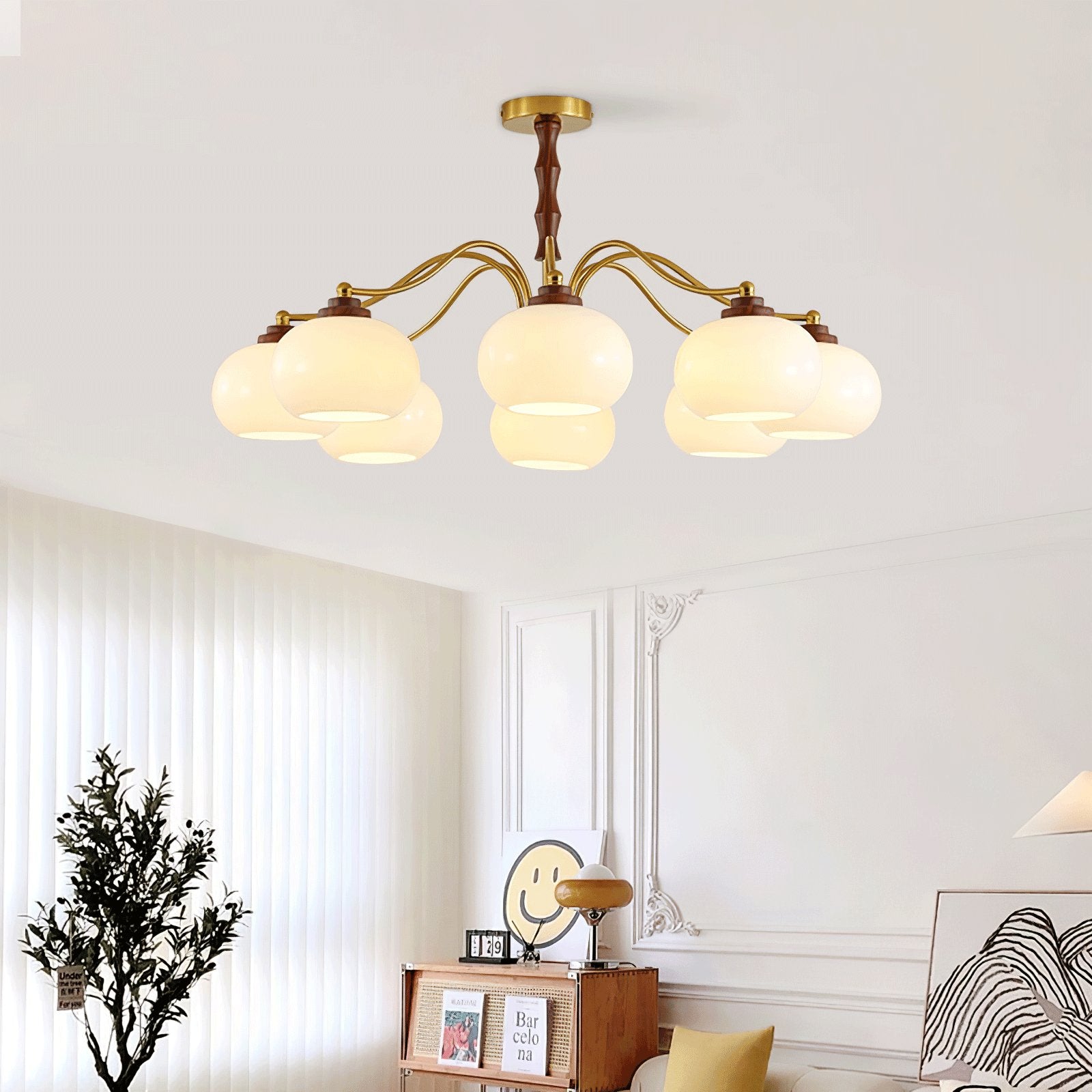 Lustra Chandelier Walnut Glass Globe - Letslighting