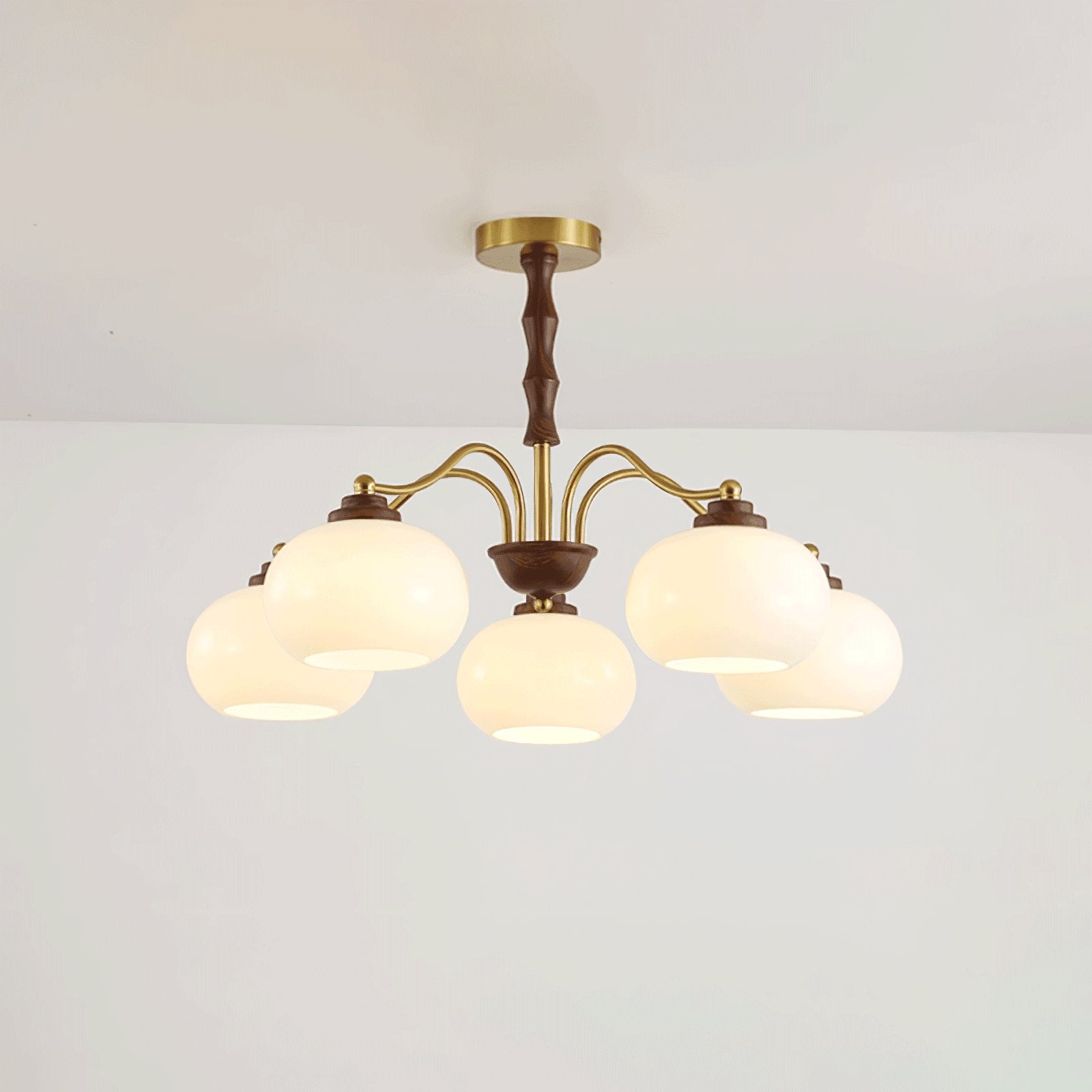 Lustra Chandelier Walnut Glass Globe - Letslighting