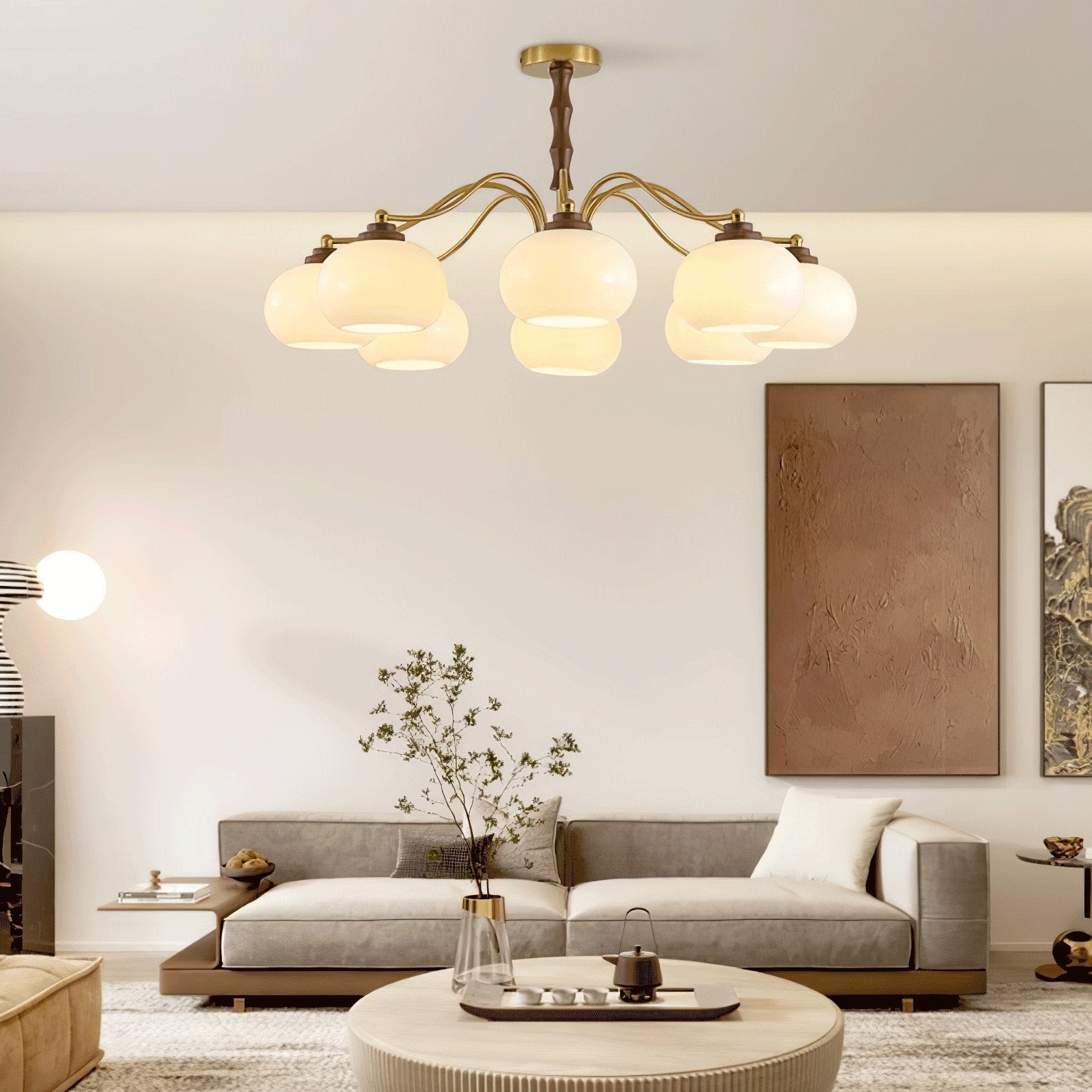 Lustra Chandelier Walnut Glass Globe - Letslighting