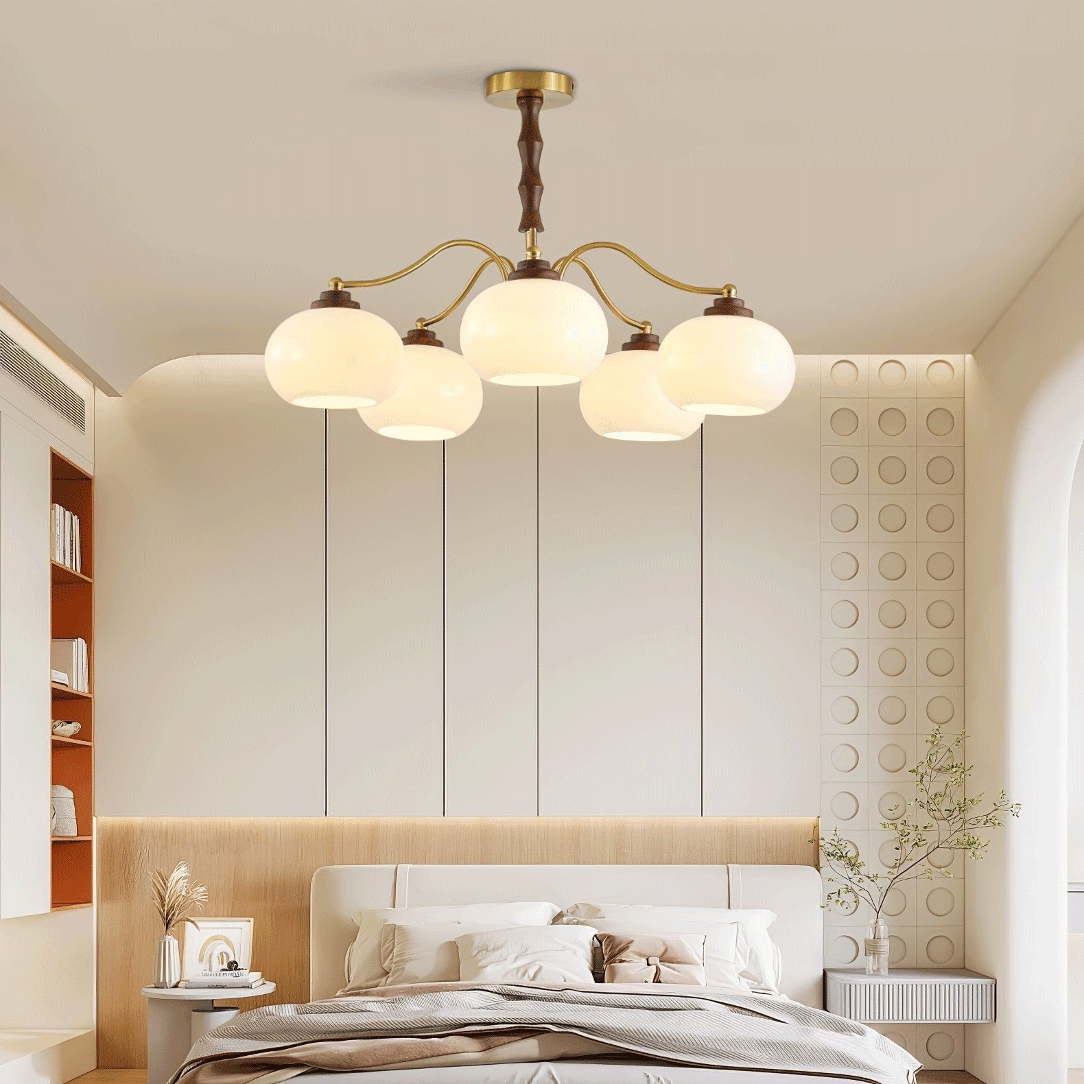 Lustra Chandelier Walnut Glass Globe - Letslighting