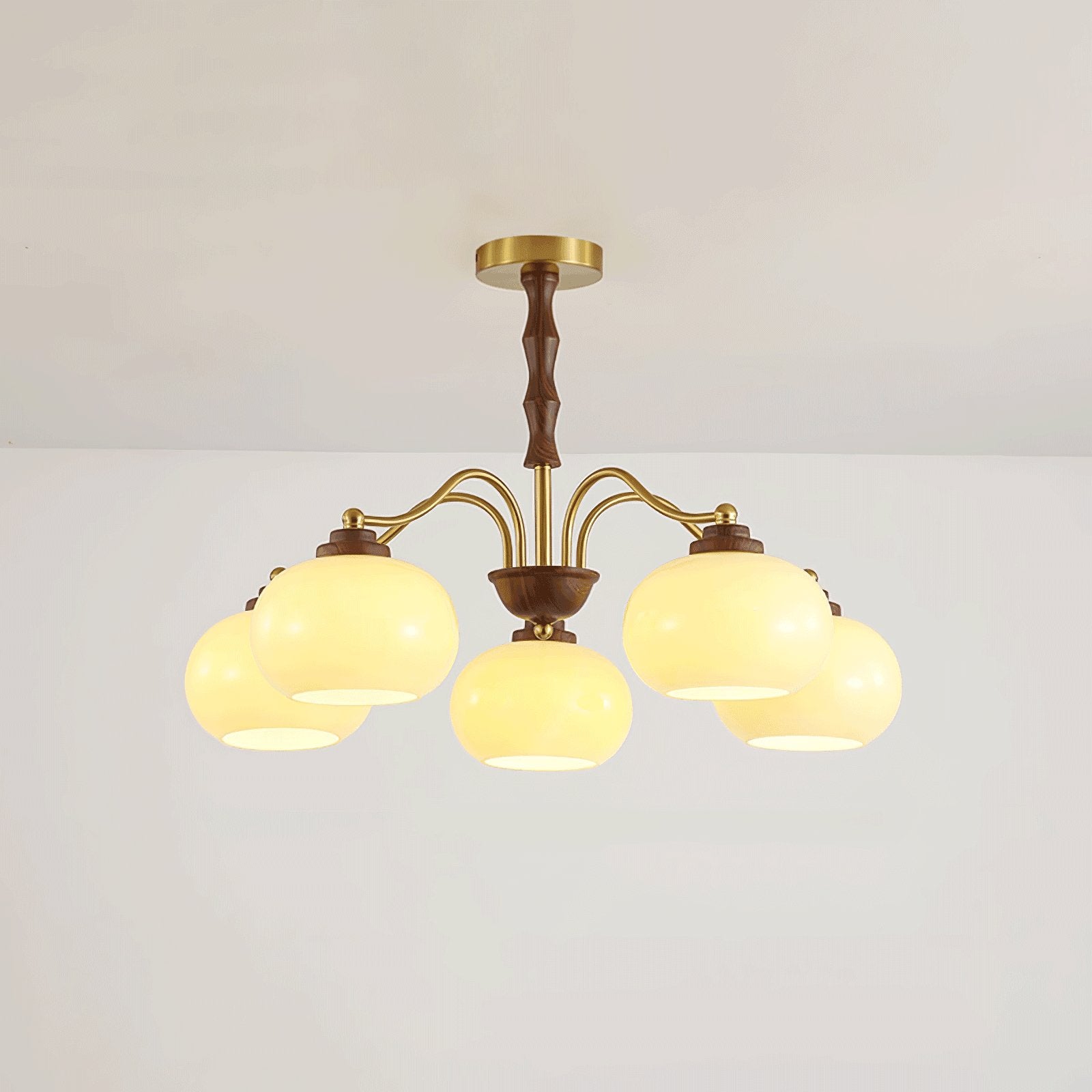 Lustra Chandelier Walnut Glass Globe - Letslighting