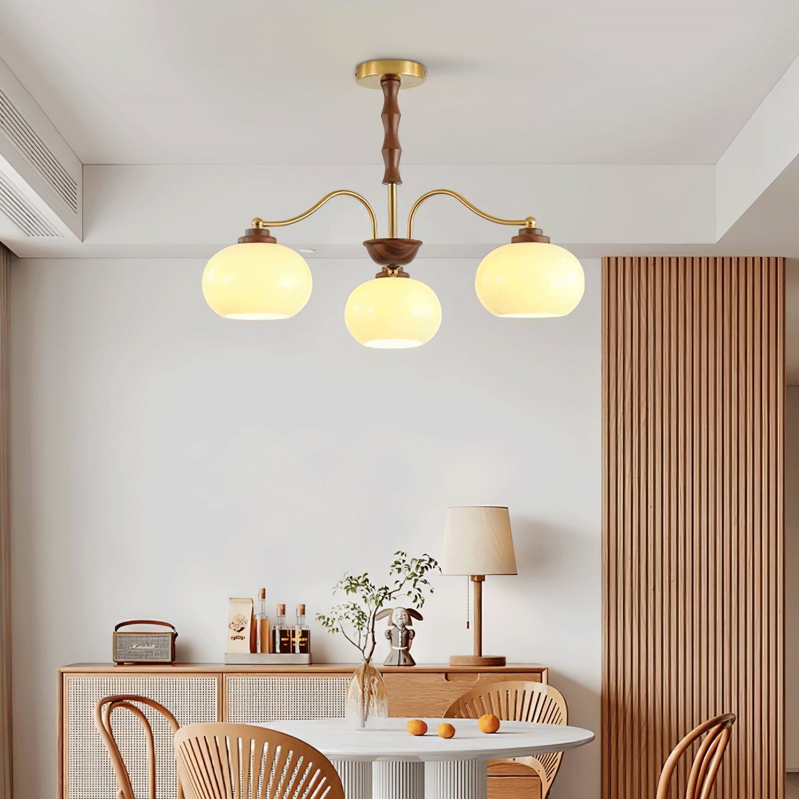 Lustra Chandelier Walnut Glass Globe - Letslighting