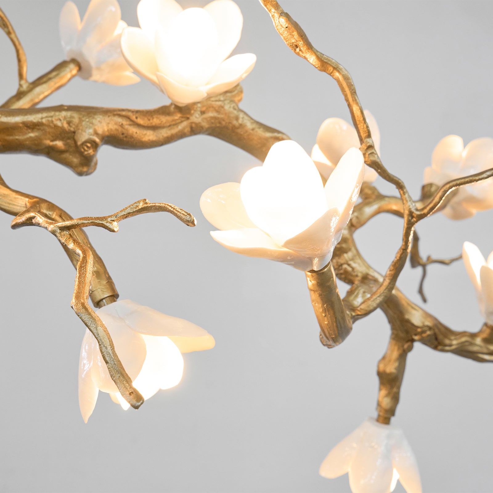 Lustra Chandelier Brass Flower Branch Natural - Letslighting