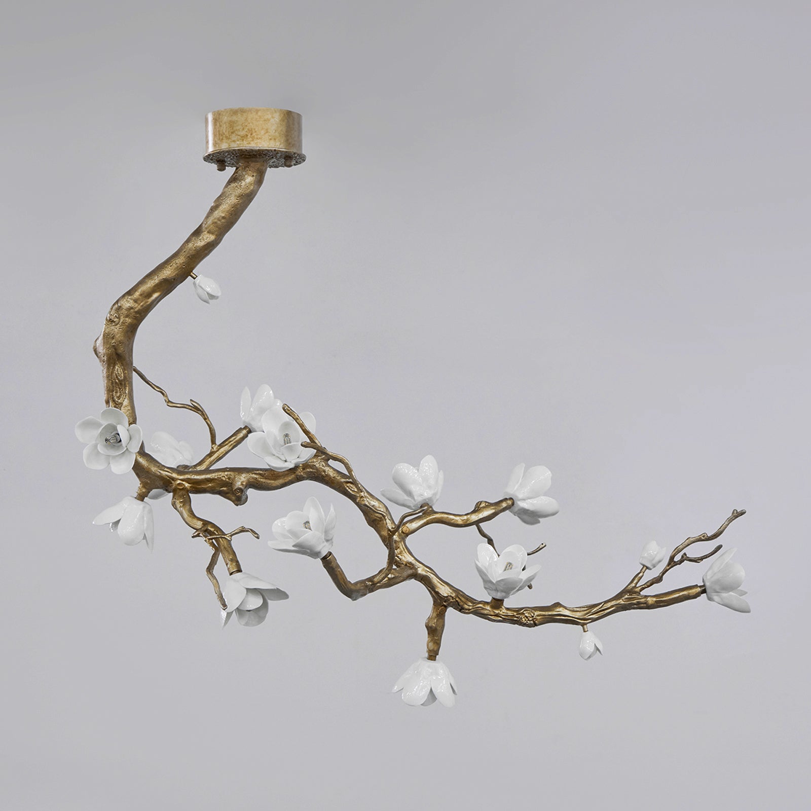 Lustra Chandelier Brass Flower Branch Natural - Letslighting