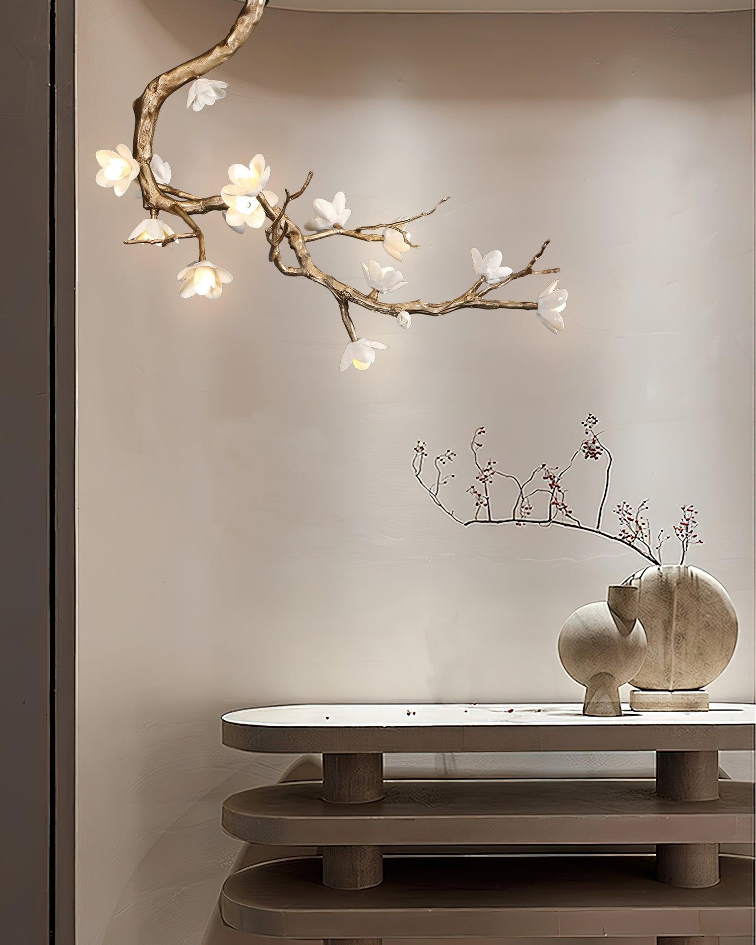 Lustra Chandelier Brass Flower Branch Natural - Letslighting