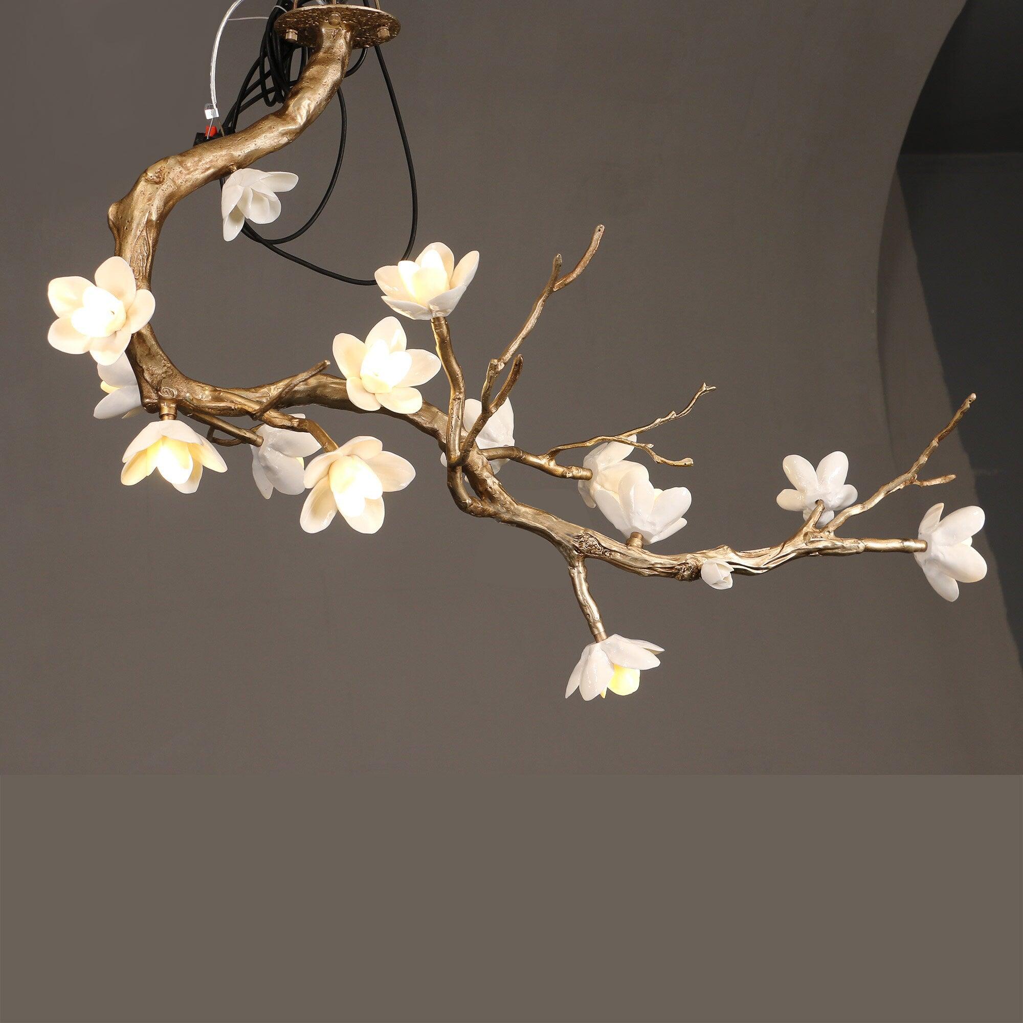 Lustra Chandelier Brass Flower Branch Natural - Letslighting
