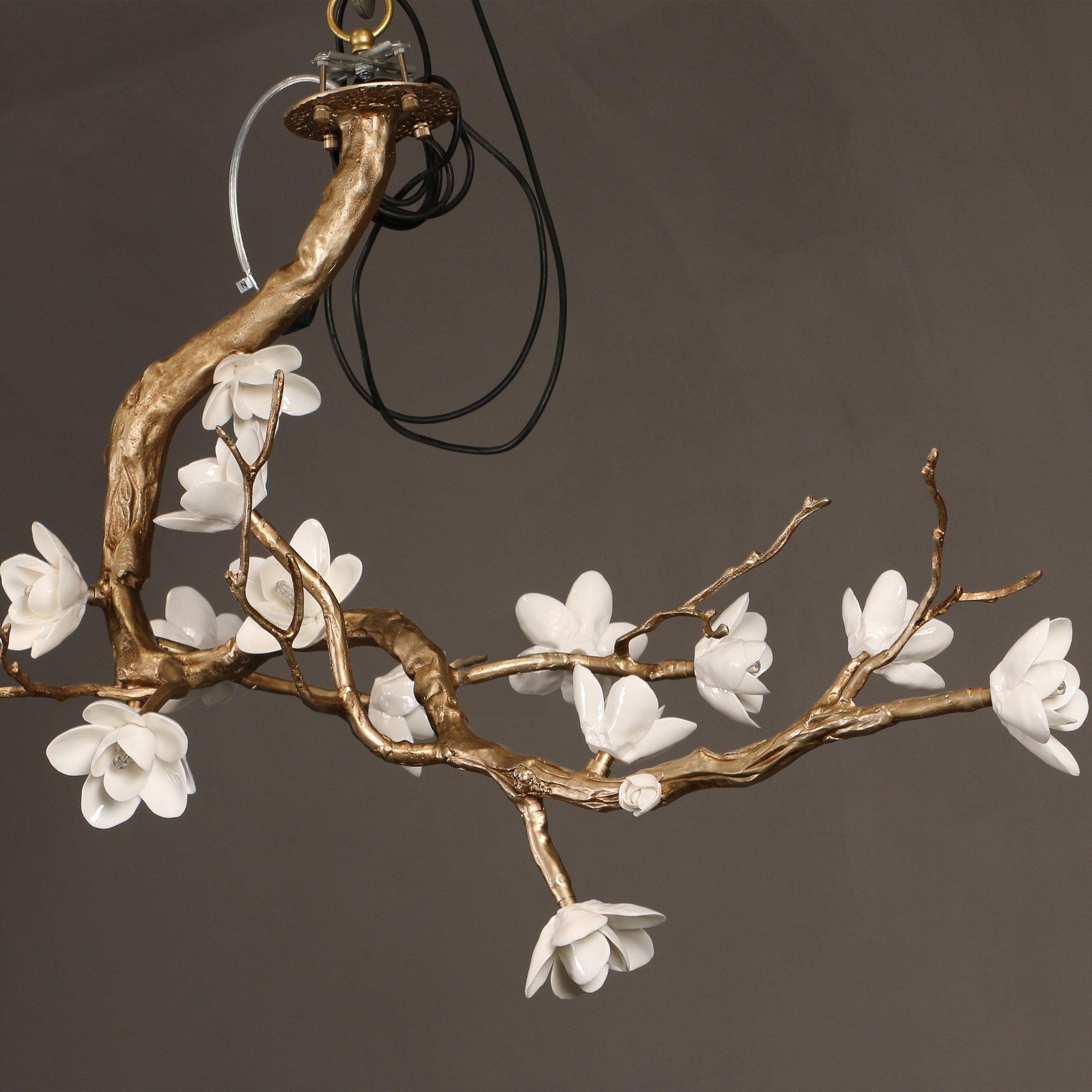 Lustra Chandelier Brass Flower Branch Natural - Letslighting