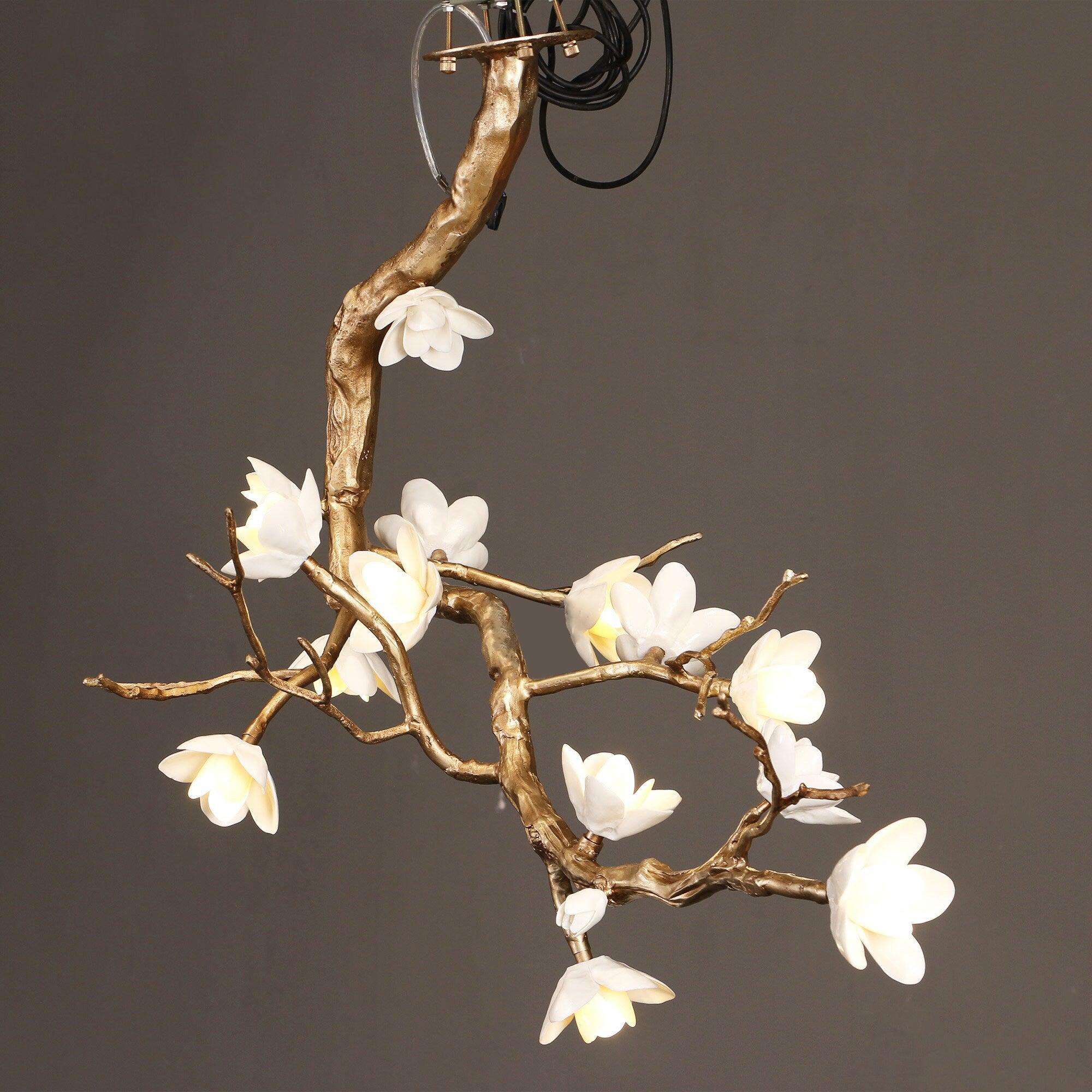 Lustra Chandelier Brass Flower Branch Natural - Letslighting